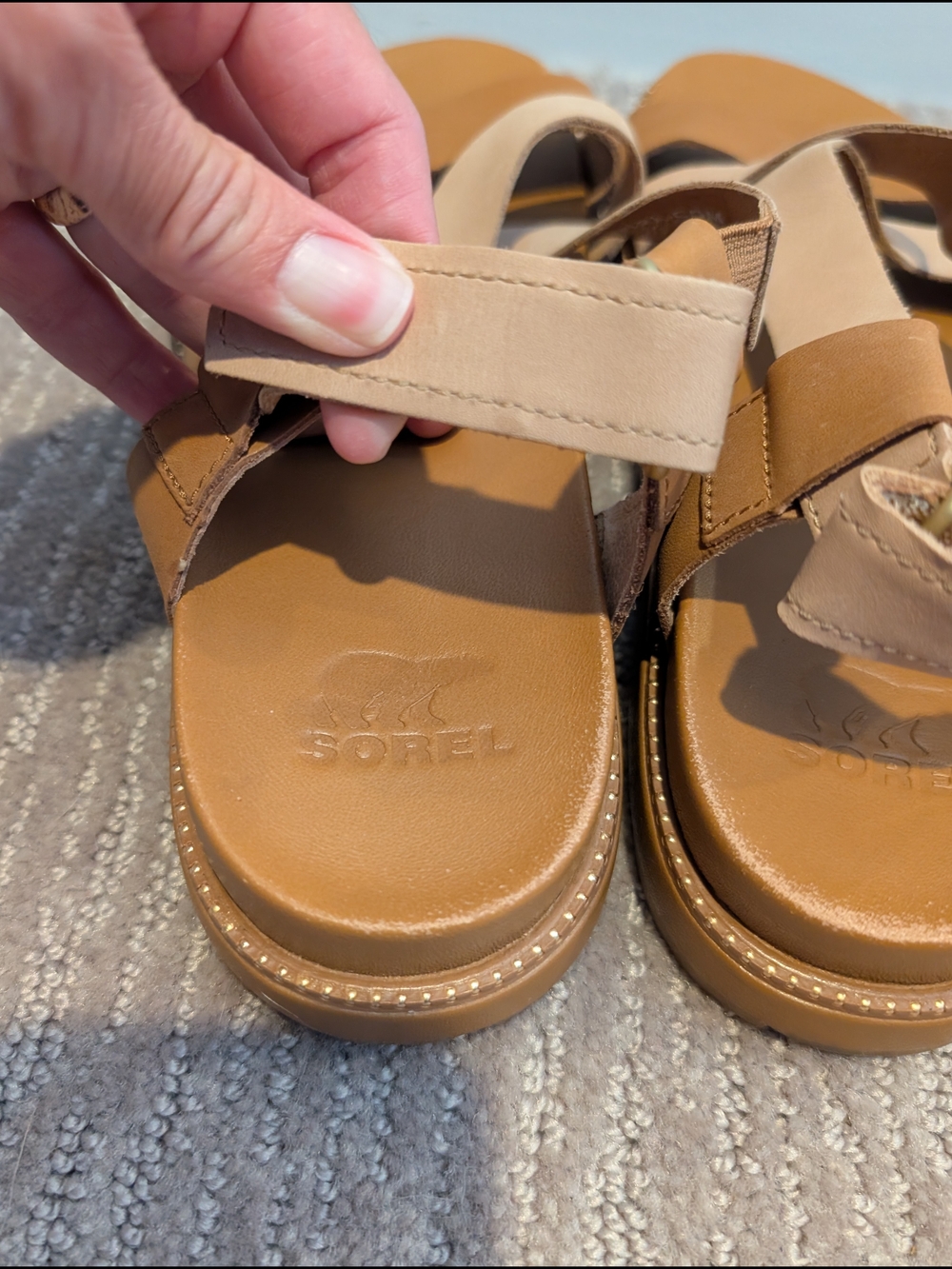 Tan Sorel Roaming Criss Cross Sandals - Picture 5 of 7